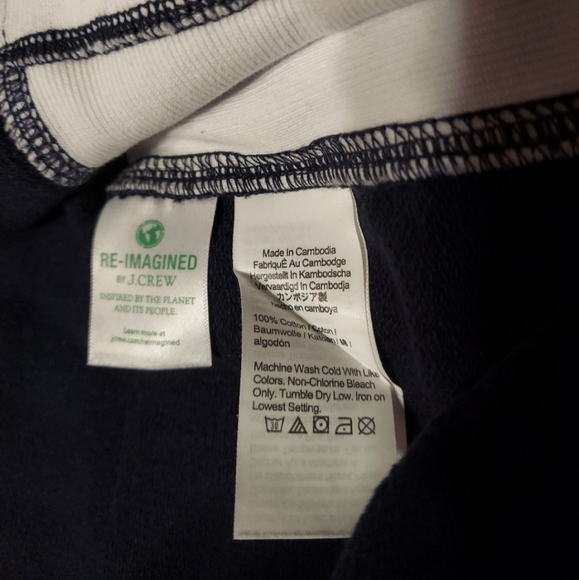 J.Crew University terry cotton cropped sweatshirt XL NAVY BNWT SO 1 Left! - Picture 3 of 14